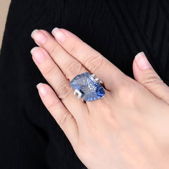 21.20Ct Natura Iolite Blue Mystic Quartz Gemstone Cocktail Rings 925 Sterling Silver Fine Jewelry for Women | Vimost Shop.