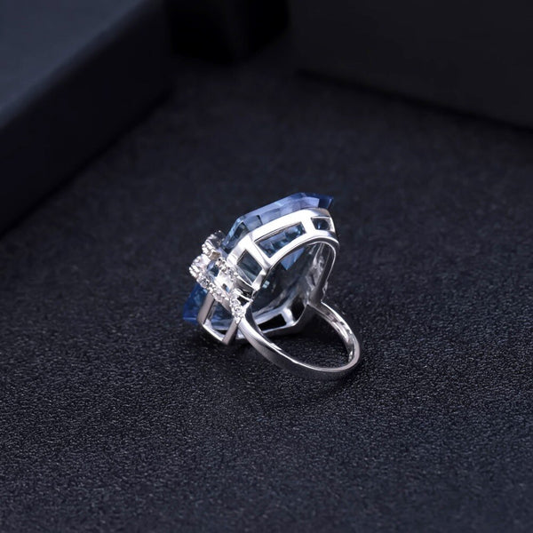 21.20Ct Natura Iolite Blue Mystic Quartz Gemstone Cocktail Rings 925 Sterling Silver Fine Jewelry for Women | Vimost Shop.