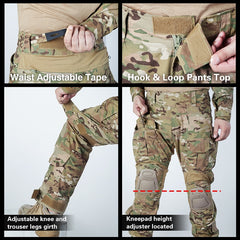 Tactical Uniform BDU G3 Combat Shirt & Pants Knee Pads Update Ver Camo Airsoft Military Combat Uniform