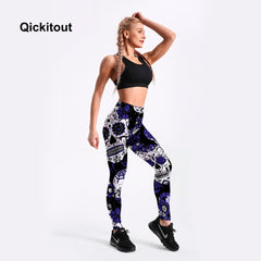 Leggings Fitness High Quality Women's Purple Skull Vines Evil Legging Sexy Stretch Digital Print Pants Cool Trousers | Vimost Shop.