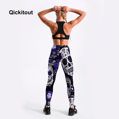 Leggings Fitness High Quality Women's Purple Skull Vines Evil Legging Sexy Stretch Digital Print Pants Cool Trousers | Vimost Shop.