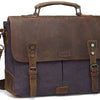 Messenger Bag Men Leather Genuine Leather Canvas 15.6inch Laptop Briefcase Crossbody Satchel Bag for Men | Vimost Shop.