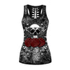 Skull Skeleton Tank Tops Women Red Rose Round Ombre Sleeveless Plus Size Vest Shirt | Vimost Shop.