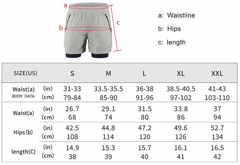 Running Shorts 2 in 1 Quick Dry Athletic Training Exercise Jogging Sports Gym Shorts With Zipper Pocket