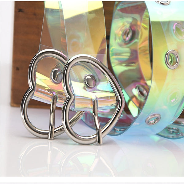 Holographic Laser Women Belt Transparent Clear Waist Belt Metal Pin Buckle Waist Belts For Women Belt Waistband 104cm | Vimost Shop.