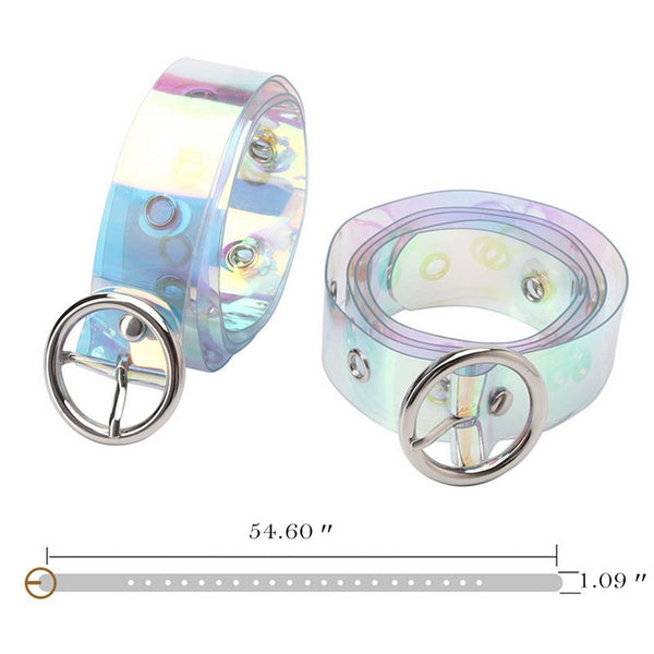 Holographic Laser Women Belt Transparent Clear Waist Belt Metal Pin Buckle Waist Belts For Women Belt Waistband 104cm | Vimost Shop.