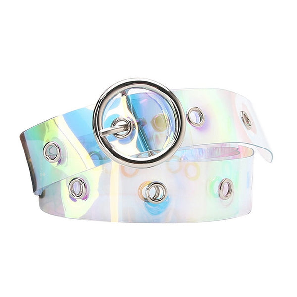 Holographic Laser Women Belt Transparent Clear Waist Belt Metal Pin Buckle Waist Belts For Women Belt Waistband 104cm | Vimost Shop.