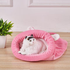 Warm Coral Fleece Cat Sleeping Bag Bed For Puppy Small Dogs Pets Cat Mat Bed Kennel House Soft Warm Sleeping Bed Pets Products | Vimost Shop.