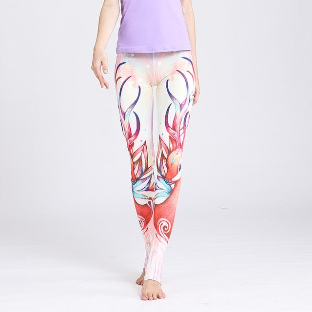 Women Leggings Gym Elastic Prints Long Tights | Vimost Shop.