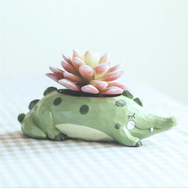 Plant Pot Cartoon Mini Crocodile Whale Resin Flower Pots Ehant Animals Succulent Plant Pots Bonsai Planter Home Office Decorlep | Vimost Shop.