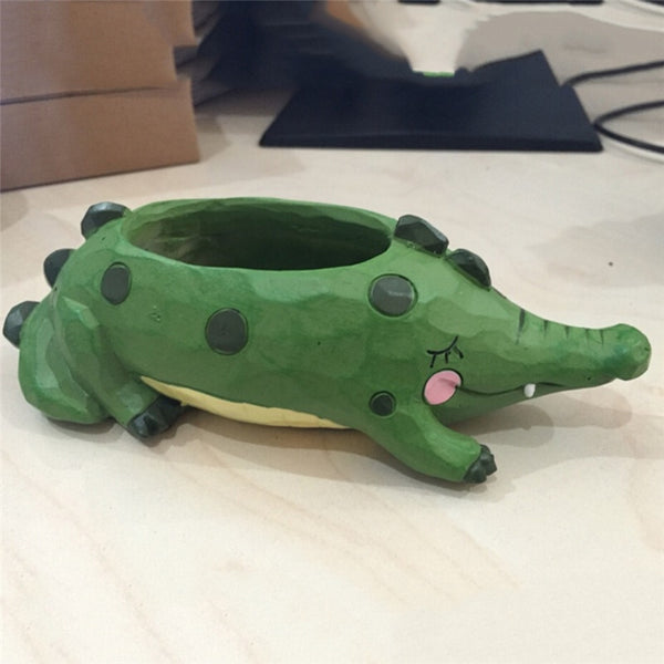 Plant Pot Cartoon Mini Crocodile Whale Resin Flower Pots Ehant Animals Succulent Plant Pots Bonsai Planter Home Office Decorlep | Vimost Shop.