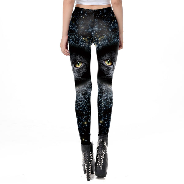 Mysterious Black Cat Legging For Women 3D Printing Harajuku Style Starry Sky Leggins For Fitness Workout Pant | Vimost Shop.