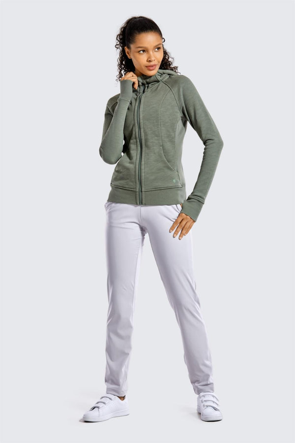 Women's Cotton Hoodies Sport Workout Full Zip Hooded Jackets Sweatshirt