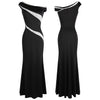 Women's Cap Sleeve Beading Black Formal Dress Stretchy Mermaid Evening Dress Long Black | Vimost Shop.