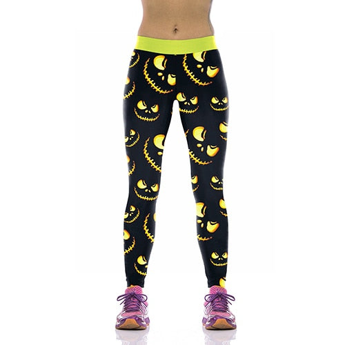 Halloween Women Leggings High Waist Silm Fitness Leggins Alice In Wonderland Smile Cat Digital Print Pants | Vimost Shop.