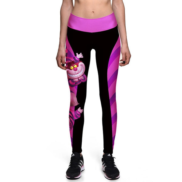 Halloween Women Leggings High Waist Silm Fitness Leggins Alice In Wonderland Smile Cat Digital Print Pants | Vimost Shop.