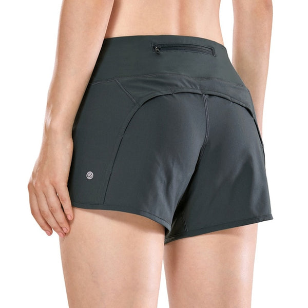 Women's Workout Sports Running Shorts Pants With Zip Pocket - 4 inch | Vimost Shop.