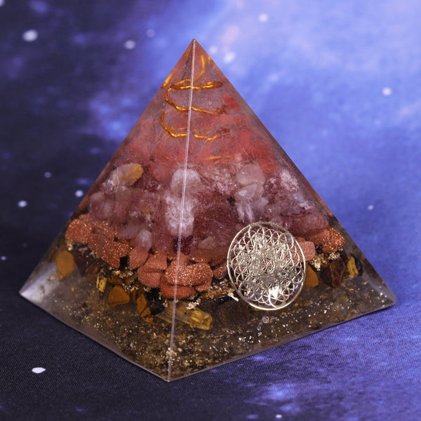 Strawberry Crystal Halo Energy Converter Orgonite Pyramid, Symbolizing Love Brings Good Luck Resin Decoration Craft Orgone | Vimost Shop.
