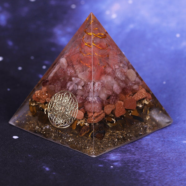 Strawberry Crystal Halo Energy Converter Orgonite Pyramid, Symbolizing Love Brings Good Luck Resin Decoration Craft Orgone | Vimost Shop.