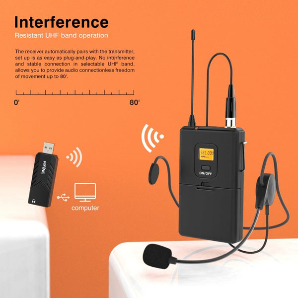 Wireless Lavalier Microphone for PC Mac with USB Receiver Free Your Hands for Interview Recording Speech Podcast