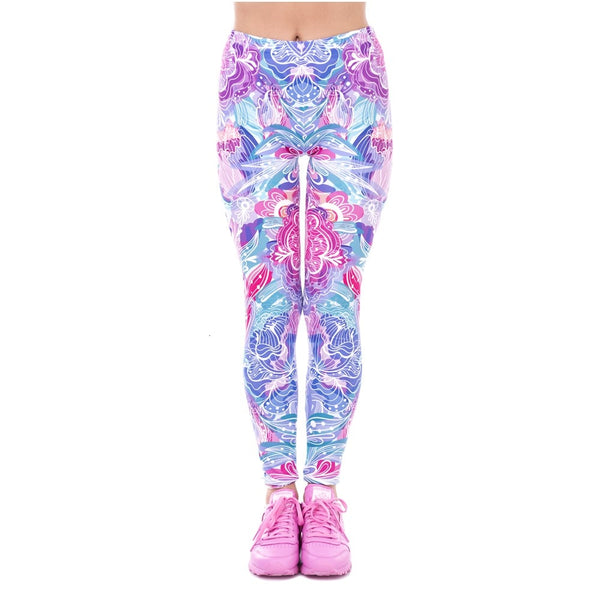 Women Legins Exotic Purple Flowers Printing Legging Elegant Cozy High Waist Woman Leggings | Vimost Shop.