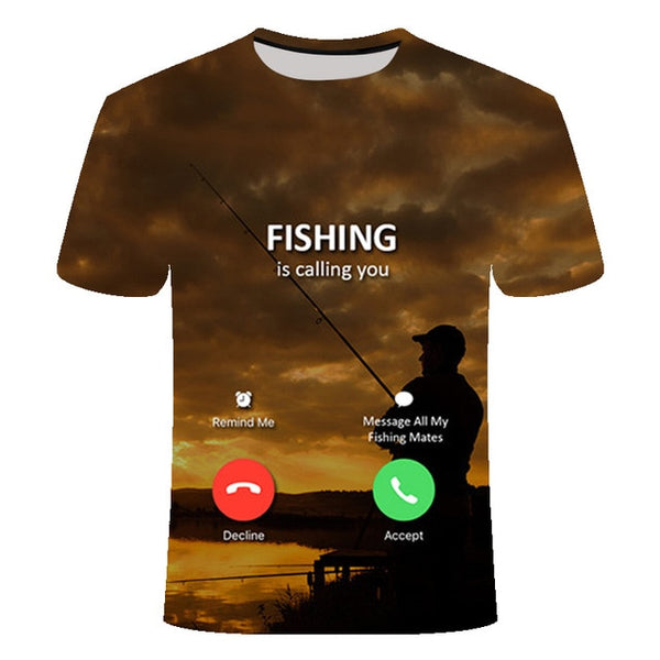 3D Print Funny Fishing Shirts Rod O-neck | Vimost Shop.