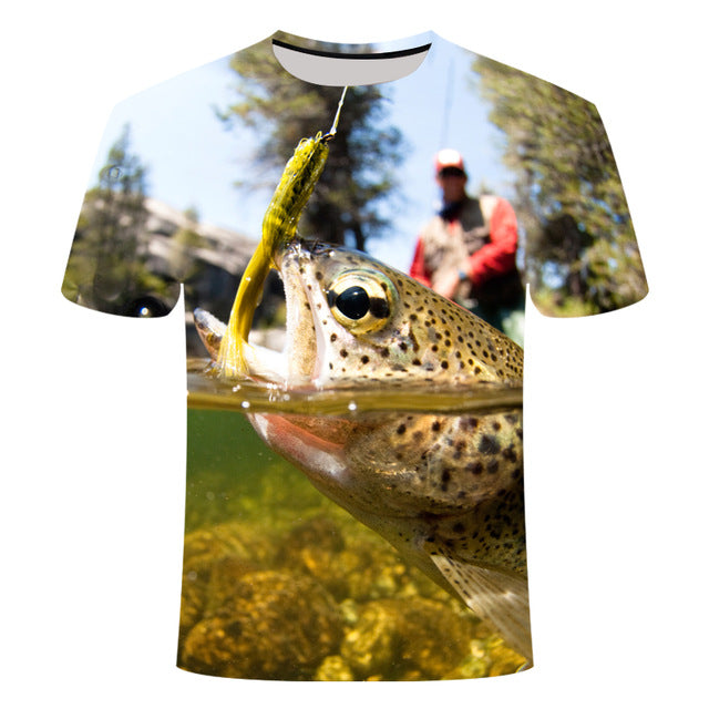 3D Print Funny Fishing Shirts Rod O-neck | Vimost Shop.
