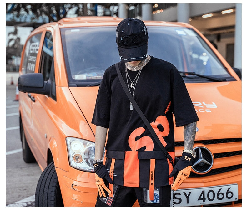 Men Harajuku Tops & Tees Casual T Shirt Streetwear Fashion Hit Color Tshirt Print Hip Hop Cotton Short Letter | Vimost Shop.