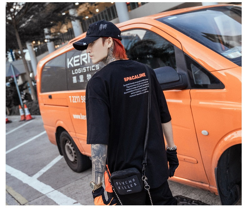 Men Harajuku Tops & Tees Casual T Shirt Streetwear Fashion Hit Color Tshirt Print Hip Hop Cotton Short Letter | Vimost Shop.