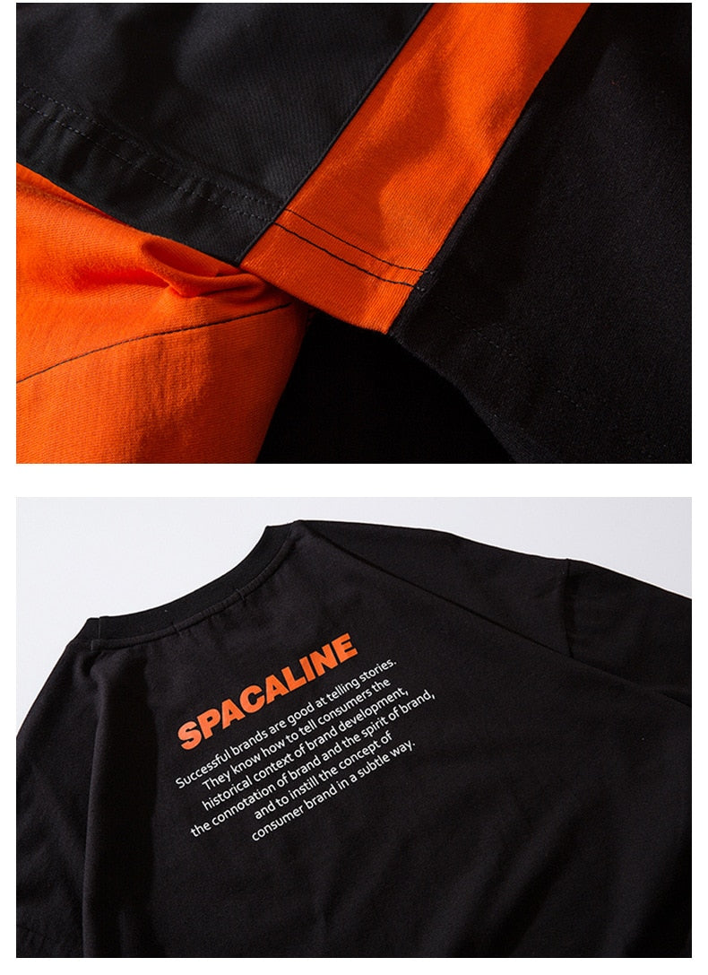 Men Harajuku Tops & Tees Casual T Shirt Streetwear Fashion Hit Color Tshirt Print Hip Hop Cotton Short Letter | Vimost Shop.