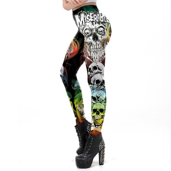 Halloween Miserable Skull Leggings For Women Trending Product Gothic Cross Tomb Legins Ghost Ankle Pant | Vimost Shop.
