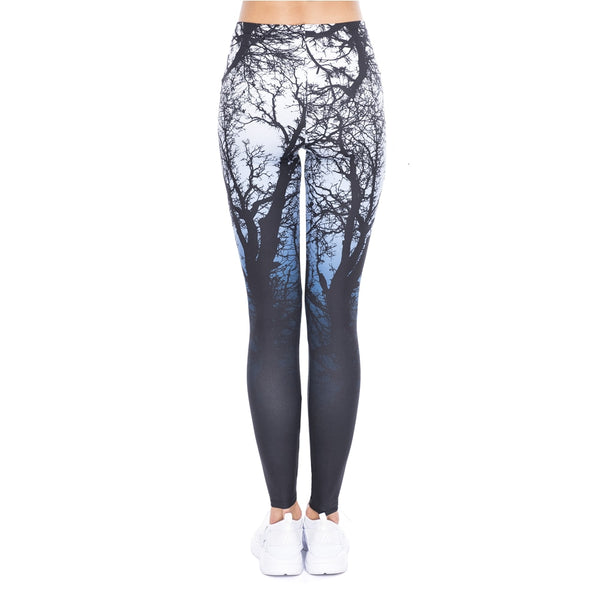 New Design Women Legging Trees Printing Blue Fitness Leggings Fashion High Waist Woman Pants | Vimost Shop.
