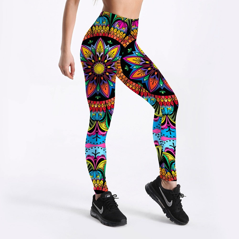 Hot Sale Summer New Arrival Women Leggings Color Floral Printed Leggings Elastic Mid Waist Pants | Vimost Shop.