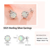 925 Sterling Silver Flower Stud Earrings Round Created Blue Pink White Opal Earrings for Women Party Fine Jewelry | Vimost Shop.