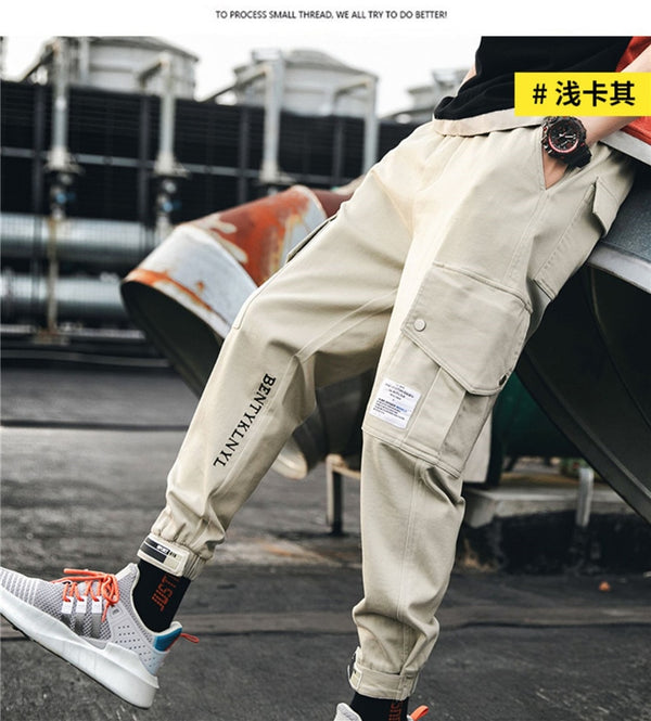 Hip Hop Boy Multi-pocket Elastic Waist Design Harem Pant Men Streetwear Punk Casual Trousers Jogger Male Dancing ins Pant | Vimost Shop.