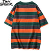 Hip Hop T Shirt Men Streetwear Harajuku Stripe Tshirt Color Block Short Sleeve | Vimost Shop.