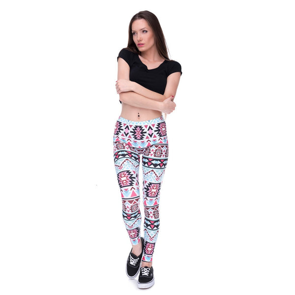 Women Fashion Legging Aztec Round Ombre Printing leggins Slim High Waist Leggings Woman Pants | Vimost Shop.