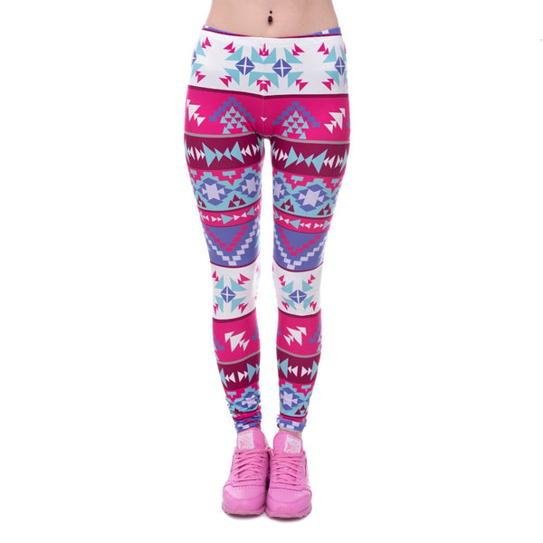 Women Fashion Legging Aztec Round Ombre Printing leggins Slim High Waist Leggings Woman Pants | Vimost Shop.