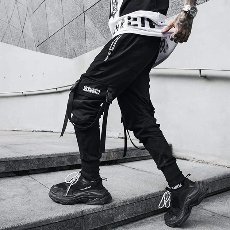 Ribbons Hip Hop Streetwear Pants Joggers Men 2020 Fashion Casual Slim Track Trousers Pants Black Sweatpants Male | Vimost Shop.