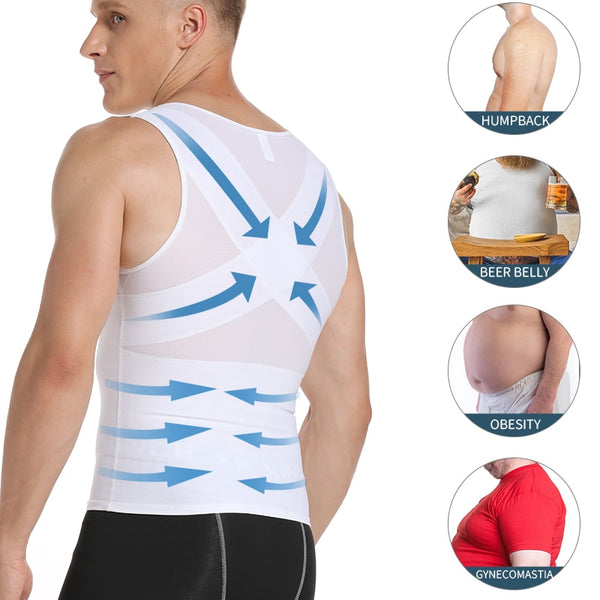 Mens Slimming Body Shaper Gynecomastia Compression Shirts Tummy Control Shapewear Chest Abs Slim Vest Waist Trainer Male Corset | Vimost Shop.