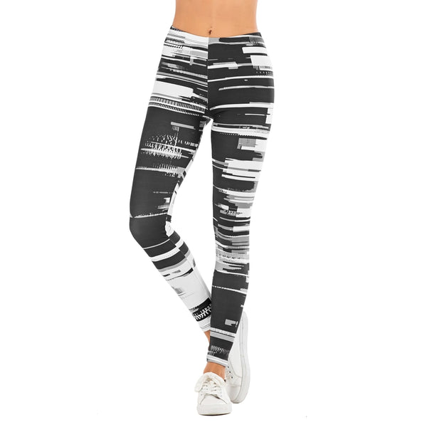 Fashion Women Sexy Legging Black and white streak Printing Fitness leggins Slim legins Soft and stretchy Leggings Woman Pants | Vimost Shop.