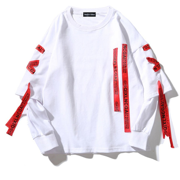 Ribbons Hoodies Streetwear Men Sweatshirts Punk Rock Long Sleeve Streetwear Hoodie Tops Harajuku Hoodie | Vimost Shop.