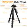 Multi-function Travel Camera Tripod 56"/143cm Adjustable Laser Level Tripod with 3-Way Swivel Pan Head,with Bubble Level | Vimost Shop.
