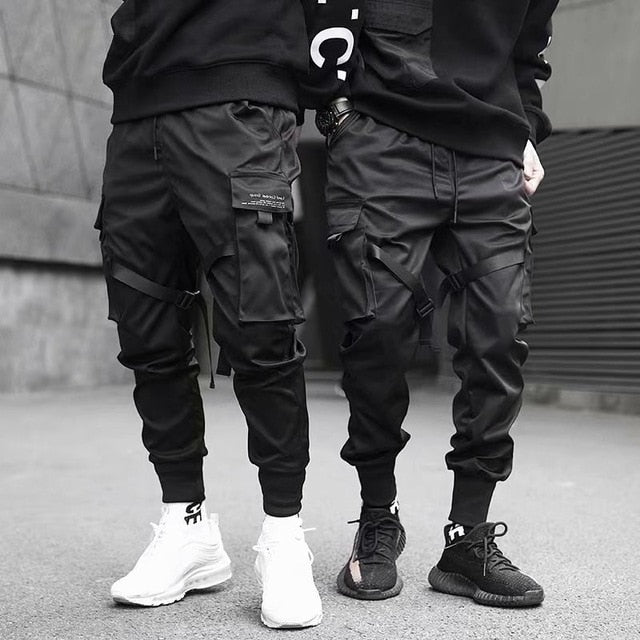 Hip Hop Joggers Men Black Harem Pants Multi-pocket Ribbons Man Sweatpants Streetwear Casual Mens Pants S-3XL | Vimost Shop.
