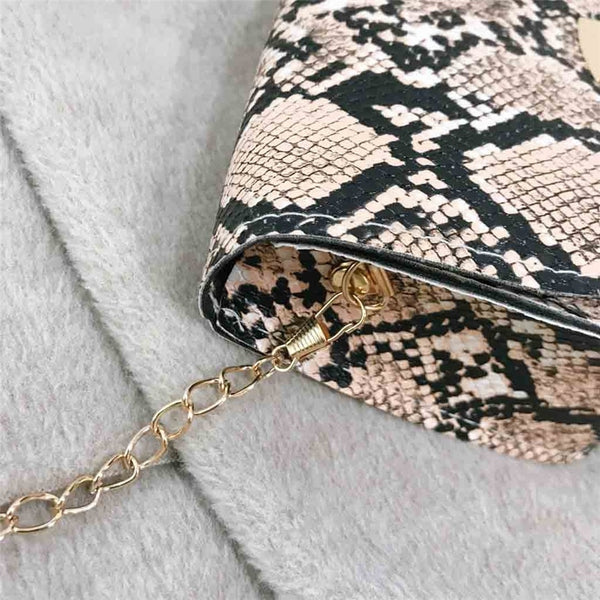 Women Snake Pattern Fashion Shoulder Messenger Bag Casual Chain Small Square Bag Female Luxury Wild Bag Bolso femenino | Vimost Shop.