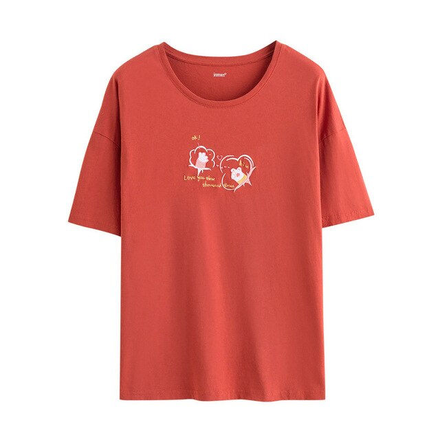 Loose Literary All-match Pure Cotton Printed Short Sleeve T-shirt | Vimost Shop.