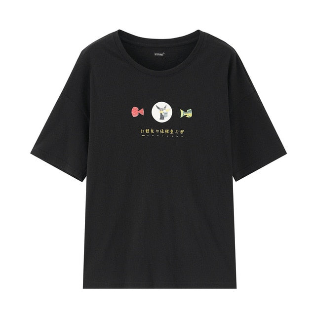 Pure Cotton Cute Chinese Printed All-match T-shirt | Vimost Shop.