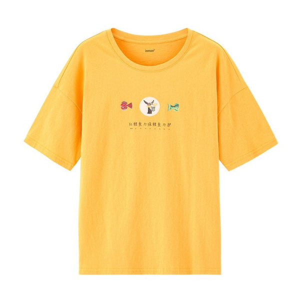Pure Cotton Cute Chinese Printed All-match T-shirt | Vimost Shop.