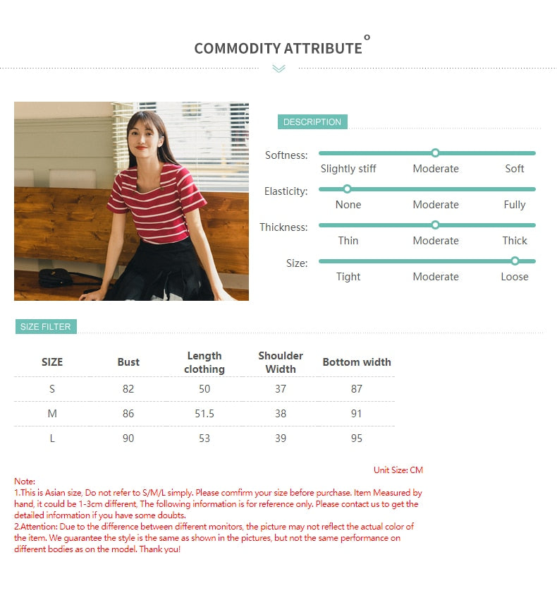 French Style Square-cut Collar Stripe Slimmed Retro Short Sleeve T-shirt | Vimost Shop.