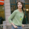 Spring New Arriavl Literary Flower Printed Loose All-match Base T-shirt | Vimost Shop.